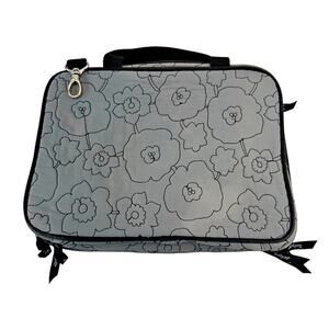 Thirty-One Makeup Organizer Toiletry Travel Bag Gray Poppy Hostess Excl Pockets